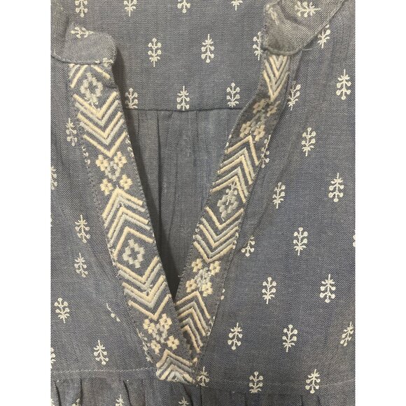 Charlie Paige Womens Chambray Tiered Blue Tunic Top XL Boho Beach Vacation - Picture 3 of 7